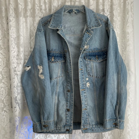 Free People Studded Denim Jacket